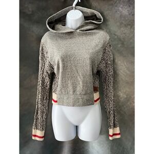 Roots Cabin Womens XS Crop‎ Hoodie Long Sleeve Knit Sweater Athletic